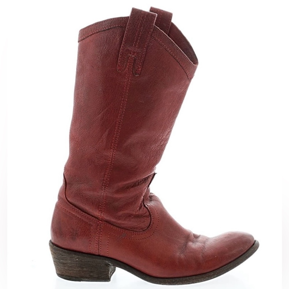 Red leather frye cowboy boot womens 6.5